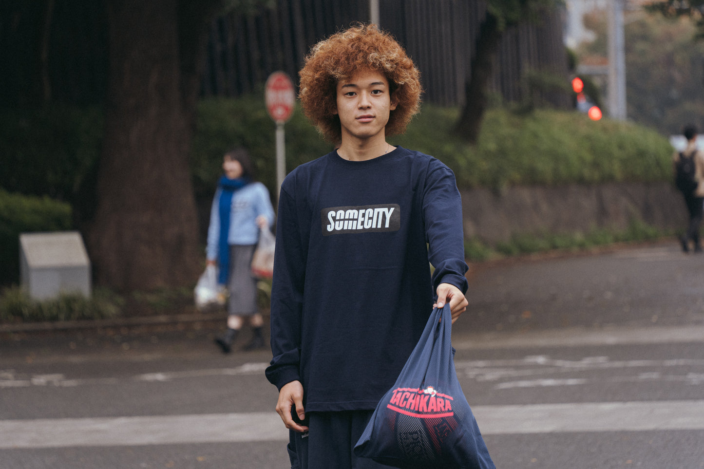 Logo Long Tee -PICK UP PLAYGROUND- (navy)