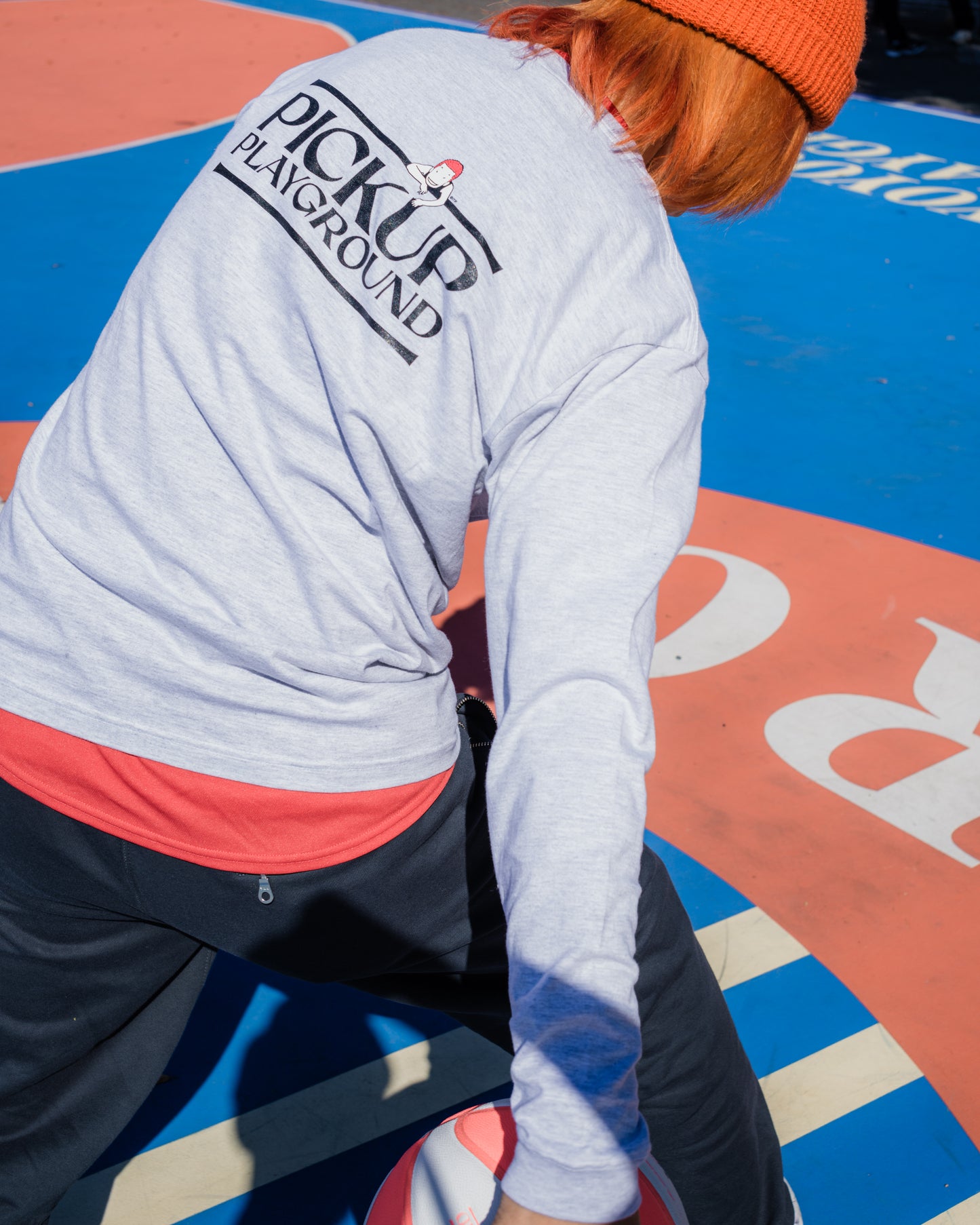 Logo Long Tee -PICK UP PLAYGROUND- (ash)