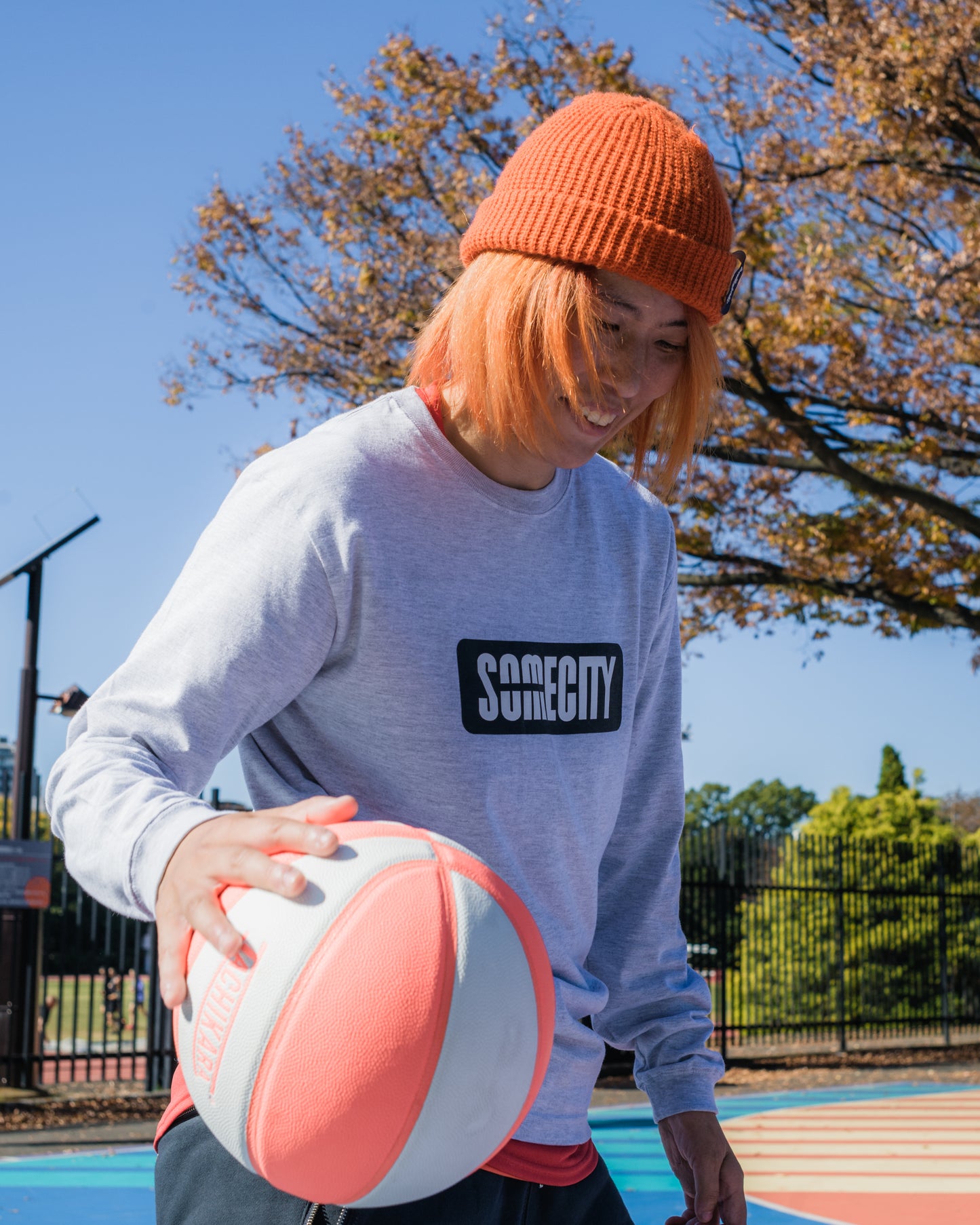 Logo Long Tee -PICK UP PLAYGROUND- (ash)