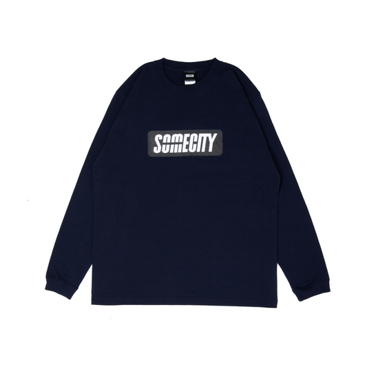 Logo Long Tee -PICK UP PLAYGROUND- (navy)
