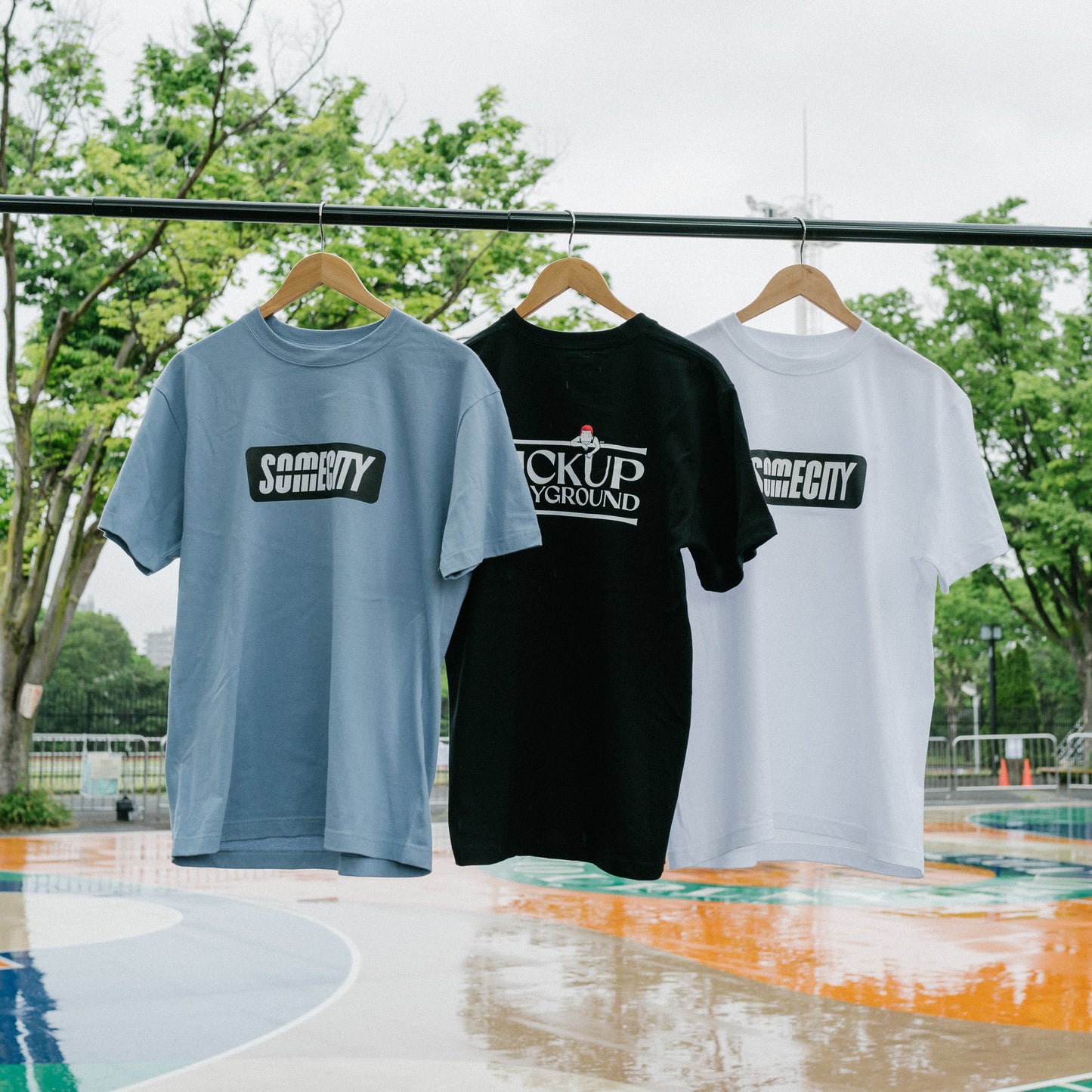 Logo Tee -PICK UP PLAYGROUND- (smoke blue)