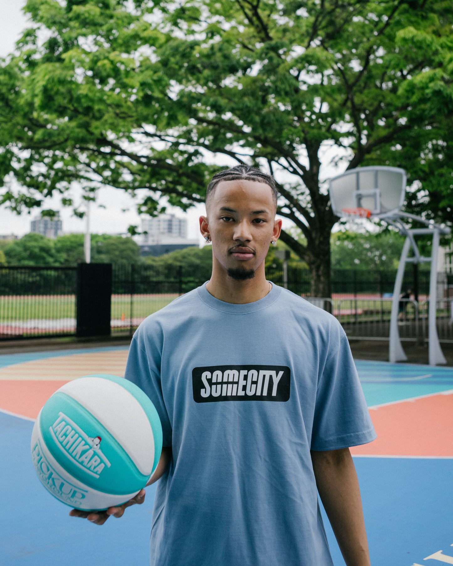 Logo Tee -PICK UP PLAYGROUND- (smoke blue)