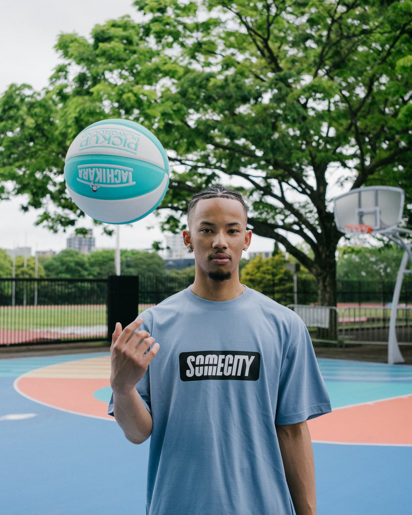 Logo Tee -PICK UP PLAYGROUND- (smoke blue)