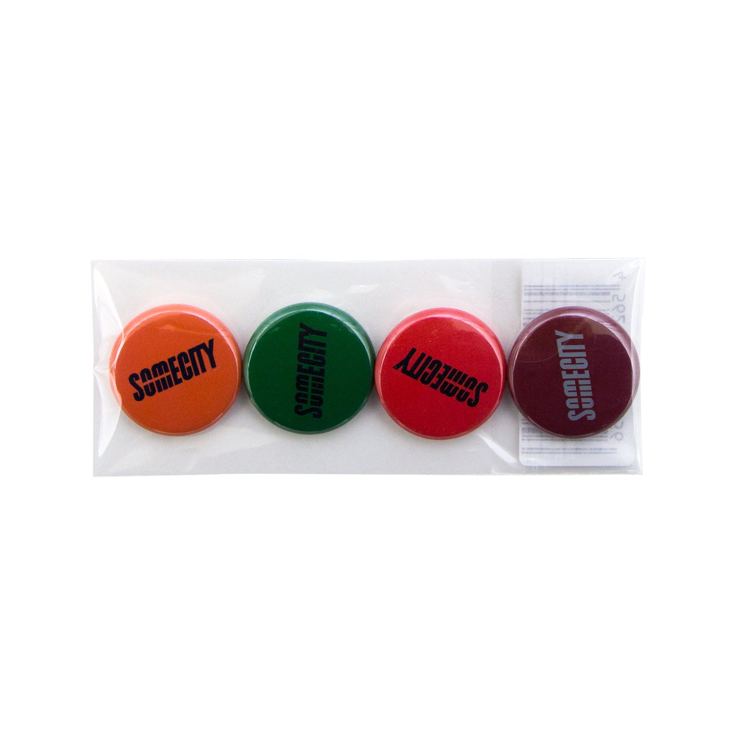 SOMECITY Button Badge (Orange/Green/Red/Brown)